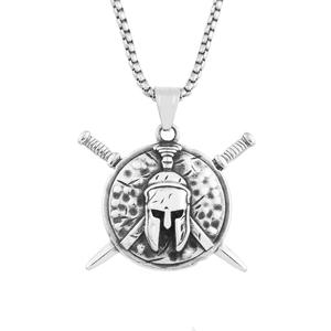 Kalung pria baja tahan karat gaya Retro Eropa kalung prajurit Sparta satu sisi liontin liontin mode - Product Image 5