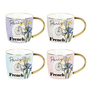 Tasse souvenir personnalisée écologique en porcelaine française <span class=keywords><strong>Paris</strong></span> cadeau touristique conception florale eau café lait tasse avec poignée en <span class=keywords><strong>or</strong></span> - Product Image 2