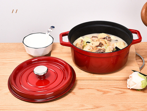 Bán buôn hiện đại thân thiện với môi gang <span class=keywords><strong>Cookware</strong></span> Set tráng men lò Đỏ Hà Lan hình dạng soong lẩu máy rửa chén an toàn - Product Image 5