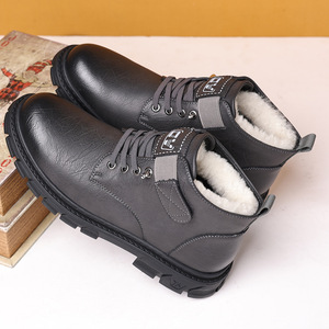 Men's Martin <b>Boots</b> Black <b>Leather</b> Warm Winter Ankle <b>Boots</b> Thick Sole <b>Work</b> Shoes - Product Image 3