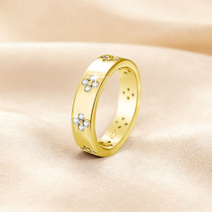 ผู้ผลิตเครื่องประดับหรู แหวนเงินแท้ 925 ชุบทอง ประดับเพชรโมอิสซาไนต์ สำหรับผู้ชาย ผู้หญิง คู่รัก แหวนแต่งงานเข้าชุด - Product Image 4