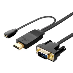 1080P HDMI to VGA converter Cable With Micro USB Power Charging hdmi to vga with audio and usb cable