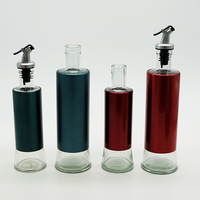Ensemble distributeur d'huile et de vinaigre en acier inoxydable avec verre verseur Bouteilles en verre d'huile d'olive de qualité supérieure incluses