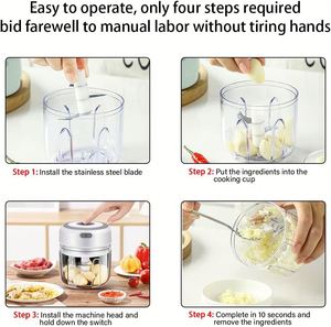 Mini Rechargeable Electric Garlic <b>Chopper</b> Meat <b>Vegetables</b> Masher Onion Slicer Grinder Eco-Friendly ABS Plastic Blender 250ml - Product Image 5