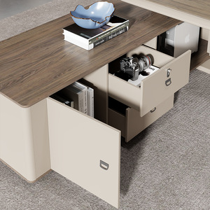<span class=keywords><strong>Scrivania</strong></span> Direzionale Moderna Laccata con Cassetto e Mobile Laterale, Arredamento per <span class=keywords><strong>Ufficio</strong></span>, <span class=keywords><strong>Scrivania</strong></span> Esecutiva per <span class=keywords><strong>Computer</strong></span> - Product Image 5