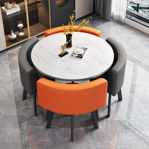 Set Tavolo e Sedie Semplice per Ristoranti e Caffè, Uso Commerciale, Tavolo e Sedie per Sale Riunioni di Hotel, Tavolino Rotondo per Ufficio e Relax - Product Image 5