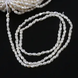 AA 2-2.5mm White Natural Freshwater Rice Pearl Strand