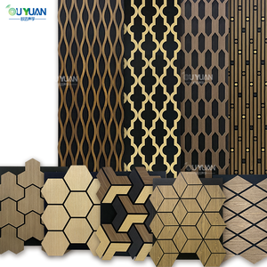 Panel Acústico Artístico con Patrón de Estrella de Cinco Puntas, Paneles Acústicos Hexagonales de Nogal, MDF Akupanel, Decoración, Panel Acústico, Aislante de Sonido - Product Image 4