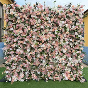 Parete di Fiori Artificiali in Seta Personalizzata per Decorazioni Matrimoniali ed Eventi, Fondale Arrotolabile con Rose <span class=keywords><strong>Viola</strong></span> 5D - Product Image 2
