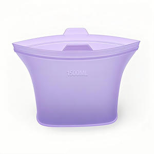 Juego de bolsas de almacenamiento de alimentos autosellantes portátiles de grado alimenticio para mantenimiento fresco de silicona cuadrada clásica Leyton, uso en la cocina, capacidad de 200ml - Product Image 5