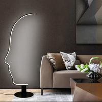 Lampe sur pied LED nordique post-moderne, design moderne noir, style minimaliste, hôtel, salon, chambre à coucher, surface incurvée, CRI élevé 90