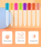 1 pipette compte-gouttes en silicone transparent de 5 ml, embout bulbe pour enfants, pour l'alimentation des enfants et l'art culinaire