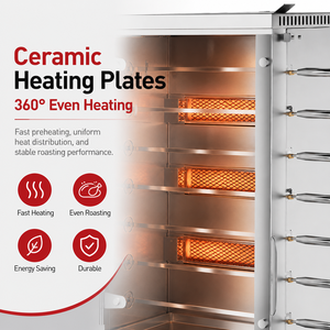 <span class=keywords><strong>Horno</strong></span> Asador Comercial a Gas de 3/5/7 Asas de Acero Inoxidable, Asador Automático Giratorio para Pollo, Barbacoa COOKAID 800W Multivoltaje - Product Image 4