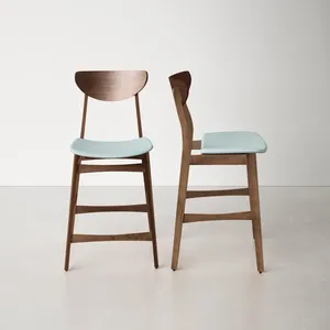 Taburete de madera sólida tapizada para Bar, asiento moderno de mediados de siglo para casa, cocina, Isla, respaldo completo, 24 ", Juego de 2 - Product Image 6
