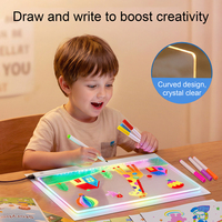 Pizarra de Dibujo LED Recargable de 16'' con Control Táctil y Luz Regulable para Niños de 3 a 8 Años, Material Acrílico, Regalo de Navidad o Cumpleaños para Niños y Niñas