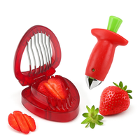 Coupe-fruits multifonctionnel manuel en plastique PS et acier inoxydable, robuste et durable, éplucheur de fraises, compatible lave-vaisselle
