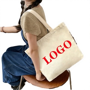Sac fourre-tout en toile de coton vierge pour femme, robuste, grand format, avec logo personnalisé imprimé, pour le shopping, à porter à l'épaule ou à la plage, 6*40*60cm - Product Image 2