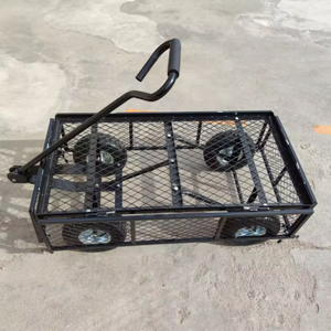 चार रबर पहियों आउटडोर फायरवुड उपयोगिता उपकरण ट्रॉली हटाने योग्य पक्ष भारी शुल्क स्टील मेष गार्डन कार्ट - Product Image 4