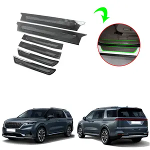 Door Inter Outer Sill Plate Protectors Sticker Decorative Door Entry Guard Door Threshold Scratch Pad For KIA Carnival 2020-2022