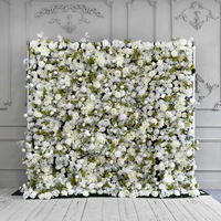 Panel de Pared de Flores de Tela Blanca 3D 5D Personalizado, Decoración de Boda, Fondo de Panel de Rosas de Seda Artificial, Moderno