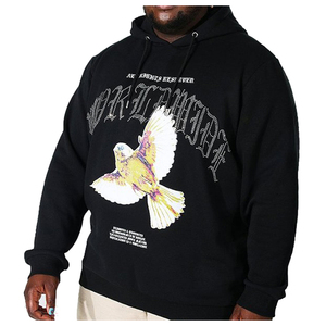 Sudadera con capucha de gran tamaño unisex para invierno, logotipo personalizado con estampado de diamantes de imitación, 100% algodón, manga larga, técnicas bordadas, venta al por mayor, OEM sólido - Product Image 1