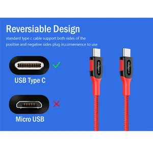 Usb Type-c Usb Cable Type-c 480mbp/s Fast Charging C To C Data Cable 20V/3A For Computer Laptop Phones