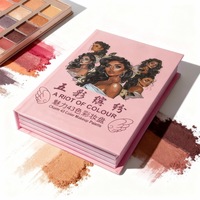 Boîte d'emballage personnalisée pour palette de fards à paupières rose de luxe, boîte rigide en carton pour maquillage avec miroir et fermeture magnétique