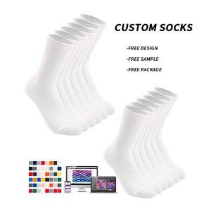 Chaussettes de créateur de mode OEM avec logo personnalisé <span class=keywords><strong>pour</strong></span> hommes <span class=keywords><strong>100</strong></span>% <span class=keywords><strong>coton</strong></span> blanc vierge Chaussettes de sport à impression personnalisée - Product Image 1
