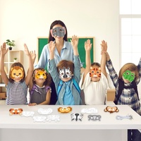 Masque à colorier personnalisé d'animaux de la jungle, artisanat animalier, masque en papier à personnaliser, décoration pour fête d'anniversaire et déguisement