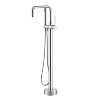 Robinet de baignoire thermostatique monocommande en laiton sur pied, finition chromée polie, design moderne pour appartement