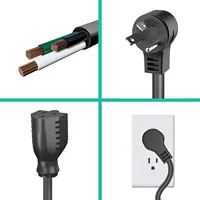 Adaptateur d'alimentation DOONJIEY USA, sortie CC, prise angulaire à 3 broches, profil bas, robuste, 18AWG, mise à la terre, utilisation intérieure/extérieure pour ordinateur portable