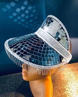 Haute qualité Performance populaire verre argent fête scène Costume miroir à la main Disco chapeau