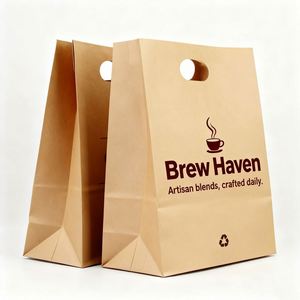 Bolsas de Papel con su Propio Logotipo para Alimentos, Bolsa de Papel Kraft para Comida para Llevar, Café, Panadería y Empaque para Restaurantes - Product Image 2