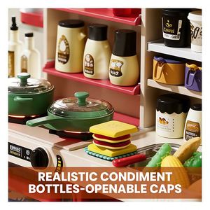 Mini <b>Kitchen</b> Cooking Toy Set Toddler Chef Station Sink <b>Shelf</b> Cabinet Storytelling Growth Parent Child Interaction - Product Image 2