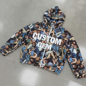 เสื้อฮู้ดดี้ผู้ชายแบบซิป หนัก 400 GSM สไตล์วินเทจ ขาดๆ แบบสตรีทแวร์ พิมพ์ลายดิจิตอลตามสั่ง OEM ขนาดใหญ่พิเศษ - Product Image 2