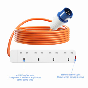 Enchufe de alimentación CEE de alta resistencia, Cable de conexión eléctrico, Cable de extensión tipo Reino Unido, tira de alimentación de 4 vías <span class=keywords><strong>con</strong></span> indicador Led para caravana Camping - Product Image 3