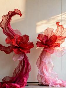 Installation artistique géante en organza pour décor de scène d'entrée de mariage, banquets de fiançailles, vitrines de centres commerciaux - Product Image 3