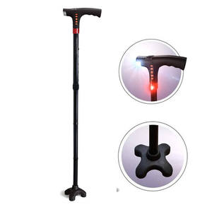 Canne pliable en alliage d'aluminium avec lumière LED intelligente réglable, radio FM, embout en caoutchouc, activités <span class=keywords><strong>de</strong></span> plein air, randonnée, USB - Product Image 2