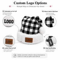 Chapeau de Père Noël personnalisé à carreaux avec bordure en peluche douce, chapeau de Noël disponible en plusieurs couleurs pour les cadeaux de Noël, les événements et service de logo personnalisé