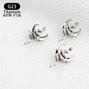 สลักเกลียวรูปงูพระจันทร์ G23สลักเกลียวไทเทเนียม F136 ASTM เครื่องประดับสวมใส่ทุกวัน - Product Image 3