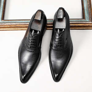 Zapatos formales de cuero para hombre, estilo moderno y único para otoño, con punta en pico, zapatos de vestir y Oxford a la moda para hombre. - Product Image 5