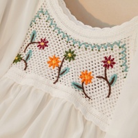 OEM ODM Blus Chiffon Bordir Crochet Gaya Bohemian Wanita Atasan Seksi Musim Panas