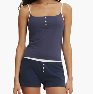 Set Pigiama Sexy Personalizzato, Top con Spalline Regolabili e Pantaloncini, Completo Comodo da <span class=keywords><strong>Notte</strong></span> per Donne, Abbigliamento Estivo per il Sonno - Product Image 1