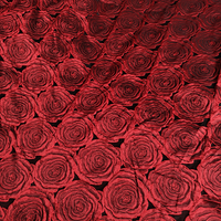 Tissu Jacquard Brocart à Motifs Floraux en Gros de l'Usine Chinoise, Tissu Textile à Fleurs de Rose Rouge pour Robe JSN-741