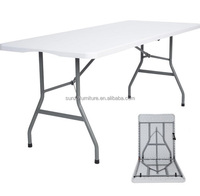 Table pliante en plastique robuste pour événements de restauration en plein air, table rectangulaire de pique-nique de 6 pieds avec pieds en acier