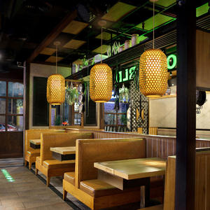 Luces decorativas de bambú hechas a mano cocina al aire libre pantalla tejida de mimbre linternas de ratán luz colgante - Product Image 5