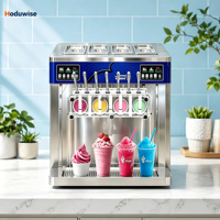 Mesin Pembuat Es Krim Lembut 7 Rasa Baru dengan Desain Tegak untuk Meja Kerja, Dilengkapi Pendingin Awal, Kompresor Ganda, dan Motor