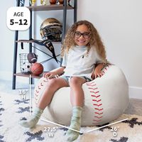 Fauteuil pouf pour enfant PIOEN 2,5 pieds, style moderne, en peluche douce de polyester, design baseball, housse uniquement