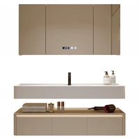 Meuble de salle de bain style crème avec lavabo intégré en acrylique