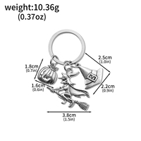 Porte-clés d'Halloween avec breloques citrouille, balai, chapeau, pendentif sorcière, breloque de sac, perle de cristal, anneau porte-clés argenté, cadeau